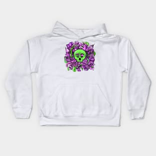 Doodle Skull Pink Kids Hoodie